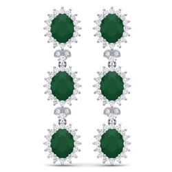 24.52 CTW Royalty Emerald & VS Diamond Earrings 18K White Gold - REF-436H4W - 38637