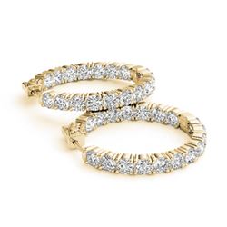 10 CTW Diamond VS/SI Certified 30 Mm Hoop Earrings 14K Yellow Gold - REF-727X6T - 29022