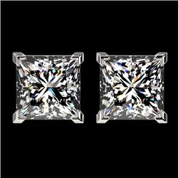 2.50 CTW Certified VS/SI Quality Princess Diamond Stud Earrings 10K White Gold - REF-663K2R - 33114