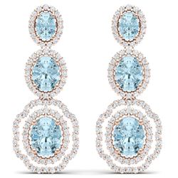 17.96 CTW Royalty Sky Topaz & VS Diamond Earrings 18K Rose Gold - REF-290Y9N - 39214