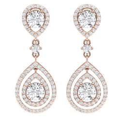 3.53 CTW Royalty Designer VS/SI Diamond Earrings 18K Rose Gold - REF-418F2M - 39109