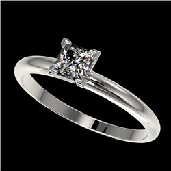 0.50 CTW Certified VS/SI Quality Princess Diamond Solitaire Ring 10K White Gold - REF-77N6Y - 32868