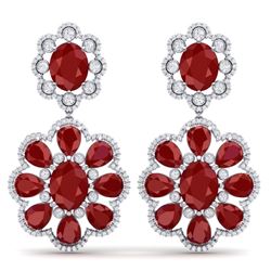 33.88 CTW Royalty Designer Ruby & VS Diamond Earrings 18K White Gold - REF-472M8F - 39156