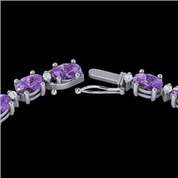 28 CTW Amethyst & VS/SI Diamond Certified Eternity Tennis Necklace 10K White Gold - REF-146W5H - 215