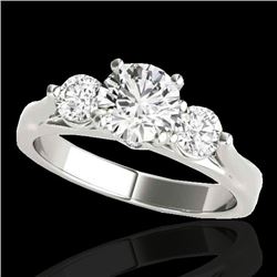 1.5 CTW H-SI/I Certified Diamond 3 Stone Ring 10K White Gold - REF-180F2M - 35367