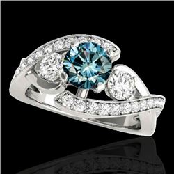 2.01 CTW SI Certified Fancy Blue Diamond Bypass Solitaire Ring 10K White Gold - REF-254W5H - 35050
