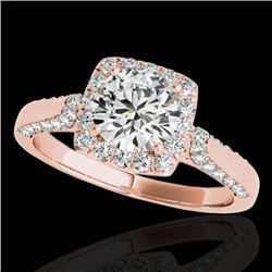 1.5 CTW H-SI/I Certified Diamond Solitaire Halo Ring 10K Rose Gold - REF-176K4R - 33365