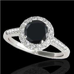 1.5 CTW Certified Vs Black Diamond Solitaire Halo Ring 10K White Gold - REF-72M8F - 33484