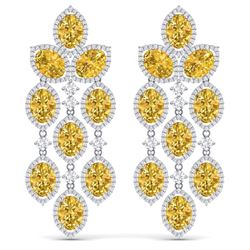 27.95 CTW Royalty Canary Citrine & VS Diamond Earrings 18K White Gold - REF-445W5H - 38937