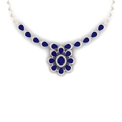 38.46 CTW Royalty Sapphire & VS Diamond Necklace 18K Rose Gold - REF-618F2M - 39037