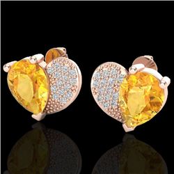 2.50 CTW Citrine & Micro Pave VS/SI Diamond Certified Earrings 10K Rose Gold - REF-30M2F - 20069