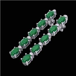 7 CTW Emerald & VS/SI Diamond Certified Tennis Earrings 10K White Gold - REF-64H4W - 21520