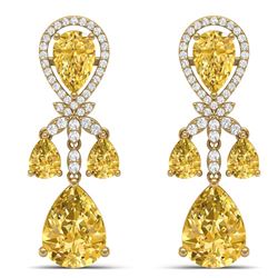 35.67 CTW Royalty Canary Citrine & VS Diamond Earrings 18K Yellow Gold - REF-290F9M - 38618
