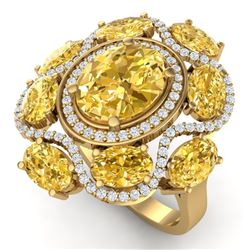 7.68 CTW Royalty Canary Citrine & VS Diamond Ring 18K Yellow Gold - REF-178Y2N - 39308