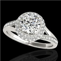 1.85 CTW H-SI/I Certified Diamond Solitaire Halo Ring 10K White Gold - REF-218K2R - 34123