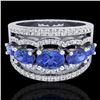 Image 1 : 2.25 CTW Tanzanite & Micro Pave VS/SI Diamond Certified Designer Ring 10K White Gold - REF-80M2F - 2