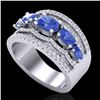 Image 2 : 2.25 CTW Tanzanite & Micro Pave VS/SI Diamond Certified Designer Ring 10K White Gold - REF-80M2F - 2