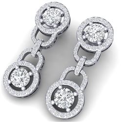 4 CTW Certified SI/I Diamond Halo Earrings 18K White Gold - REF-271X4T - 40103