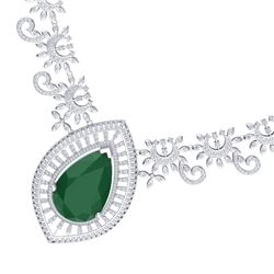 65.75 CTW Royalty Emerald & VS Diamond Necklace 18K White Gold - REF-1581M8F - 39774
