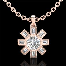 1.33 CTW VS/SI Diamond Solitaire Art Deco Stud Necklace 18K Rose Gold - REF-220H9W - 37068