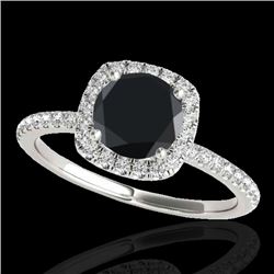 1.25 CTW Certified Vs Black Diamond Solitaire Halo Ring 10K White Gold - REF-55T3X - 33328