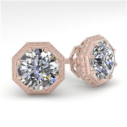 2 CTW VS/SI Diamond Stud Solitaire Earrings 18K Rose Gold - REF-499F3M - 35972