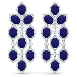 35.15 CTW Royalty Sapphire & VS Diamond Earrings 18K White Gold - REF-536N4Y - 38928