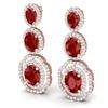 Image 2 : 17.51 CTW Royalty Designer Ruby & VS Diamond Earrings 18K Rose Gold - REF-345K5R - 39205