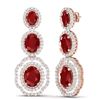 Image 4 : 17.51 CTW Royalty Designer Ruby & VS Diamond Earrings 18K Rose Gold - REF-345K5R - 39205