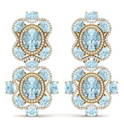 34.96 CTW Royalty Sky Topaz & VS Diamond Earrings 18K Yellow Gold - REF-418M2F - 39323