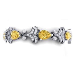 23.66 CTW Royalty Canary Citrine & VS Diamond Bracelet 18K White Gold - REF-381R8K - 38742