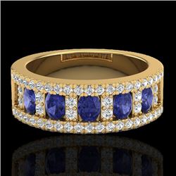 1.75 CTW Tanzanite & Micro Pave VS/SI Diamond Inspired Ring 10K Yellow Gold - REF-64T4X - 20832