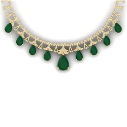 56.94 CTW Royalty Emerald & VS Diamond Necklace 18K Yellow Gold - REF-1236R4K - 38702