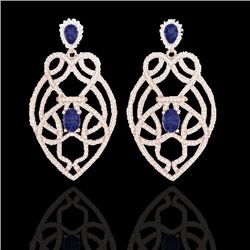 7 CTW Tanzanite & Micro VS/SI Diamond Heart Earrings Solitaire 14K Rose Gold - REF-381W8H - 21142