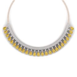 39.66 CTW Royalty Canary Citrine & VS Diamond Necklace 18K Rose Gold - REF-854K5R - 38884