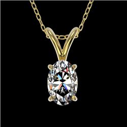0.50 CTW Certified VS/SI Quality Oval Diamond Solitaire Necklace 10K Yellow Gold - REF-74X5T - 33165