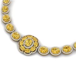 74.56 CTW Royalty Canary Citrine & VS Diamond Necklace 18K Yellow Gold - REF-1045N5Y - 39236