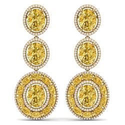 29.71 CTW Royalty Canary Citrine & VS Diamond Earrings 18K Yellow Gold - REF-354W5H - 39272