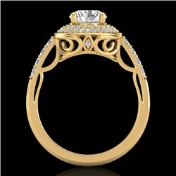 1.7 CTW VS/SI Diamond Solitaire Art Deco Ring 18K Yellow Gold - REF-436H4W - 37255