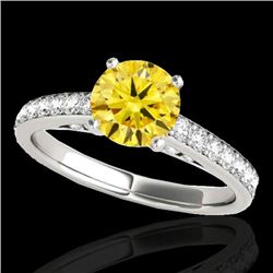 1.5 CTW Certified Si Fancy Intense Yellow Diamond Solitaire Ring 10K White Gold - REF-172R8K - 34869