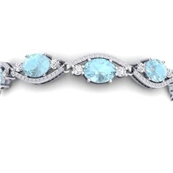 21.6 CTW Royalty Sky Topaz & VS Diamond Bracelet 18K White Gold - REF-327T3X - 38970