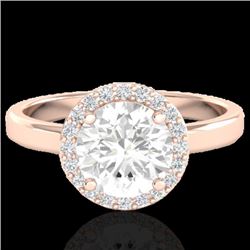 1.75 CTW Halo VS/SI Diamond Certified Micro Pave Ring Solitaire 14K Rose Gold - REF-478K9R - 21638