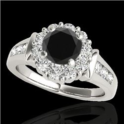 1.9 CTW Certified Vs Black Diamond Solitaire Halo Ring 10K White Gold - REF-96K2R - 34295