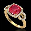 Image 2 : 3.15 CTW Ruby & Micro VS/SI Diamond Certified Ring 18K Yellow Gold - REF-76W9H - 23009