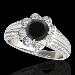1.5 CTW Certified Vs Black Diamond Solitaire Halo Ring 10K White Gold - REF-76W4H - 34471