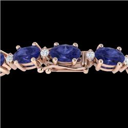 26.3 CTW Tanzanite & VS/SI Certified Diamond Eternity Bracelet 10K Rose Gold - REF-345W5H - 29464
