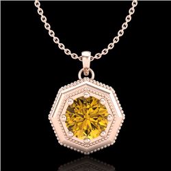 0.75 CTW Intense Fancy Yellow Diamond Art Deco Stud Necklace 18K Rose Gold - REF-100K2R - 37946