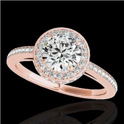 1.55 CTW H-SI/I Certified Diamond Solitaire Halo Ring 10K Rose Gold - REF-180N2Y - 34275