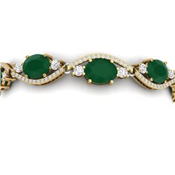 22.15 CTW Royalty Emerald & VS Diamond Bracelet 18K Yellow Gold - REF-418M2F - 38960