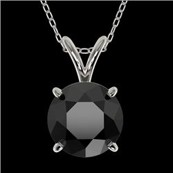 1.59 CTW Fancy Black VS Diamond Solitaire Necklace 10K White Gold - REF-42W9H - 36799